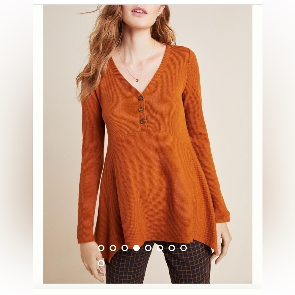 Anthropologie Sz M Maeve Eliza Henley Babydoll Tunic Thermal Tunic long top